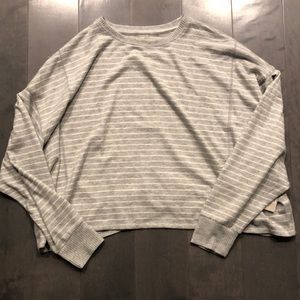 M grey and white stripped long sleeve sweater from Lucky Brand. New With Tags!!!